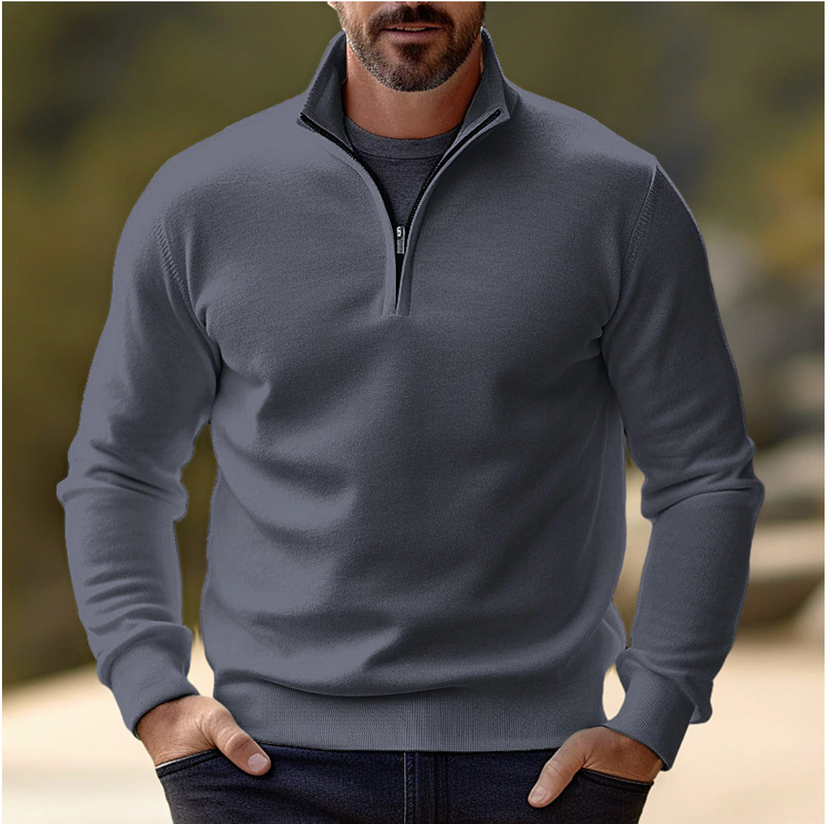 Men's Long-Sleeve Quarter-Zip Sweater