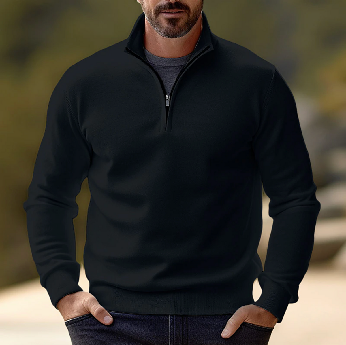 Men's Long-Sleeve Quarter-Zip Sweater