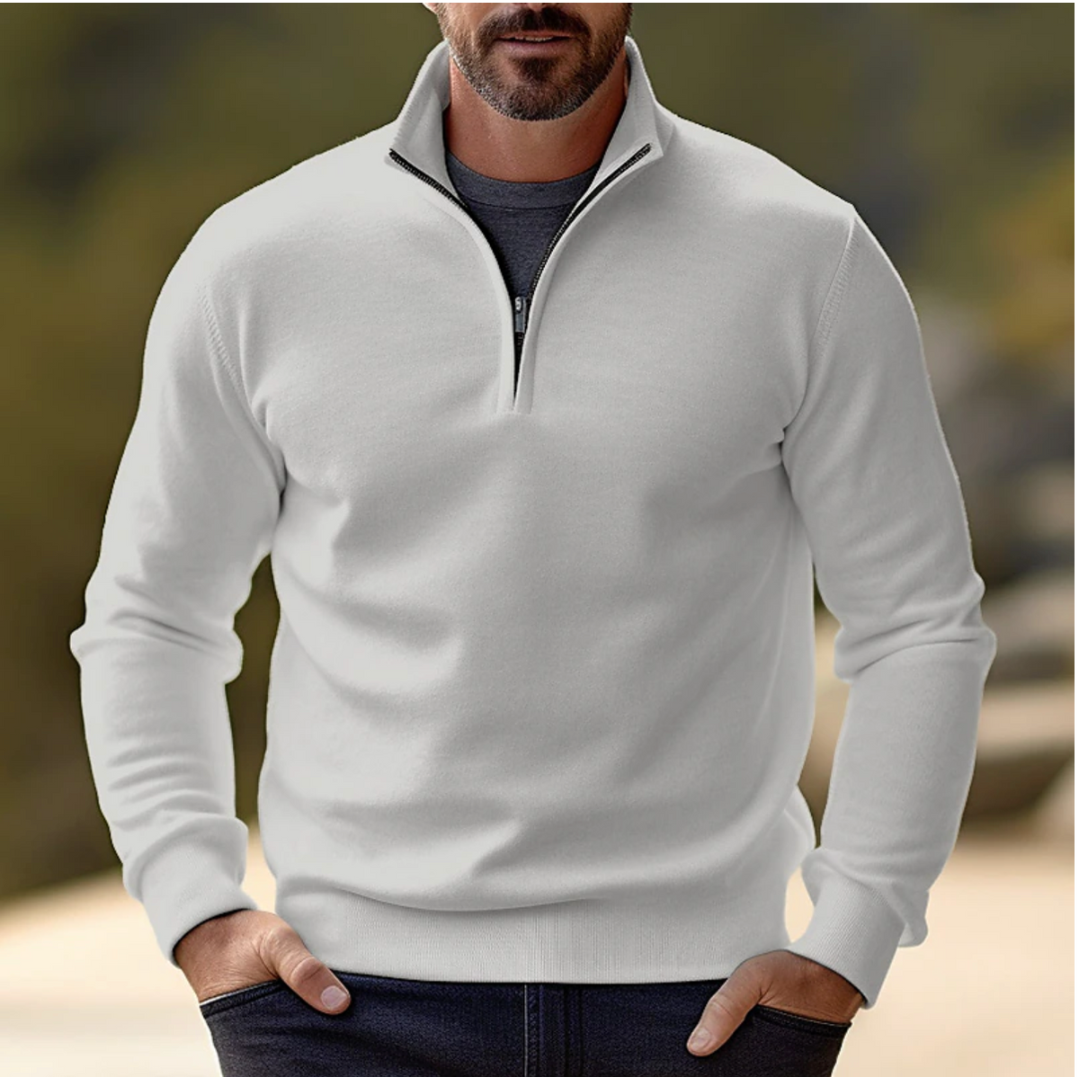 Men's Long-Sleeve Quarter-Zip Sweater