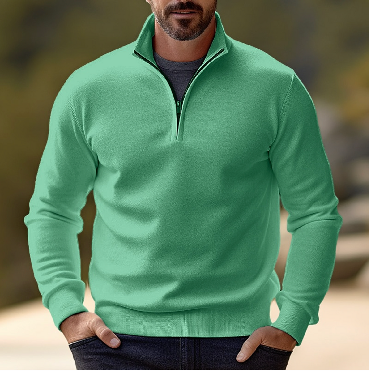 Men's Long-Sleeve Quarter-Zip Sweater