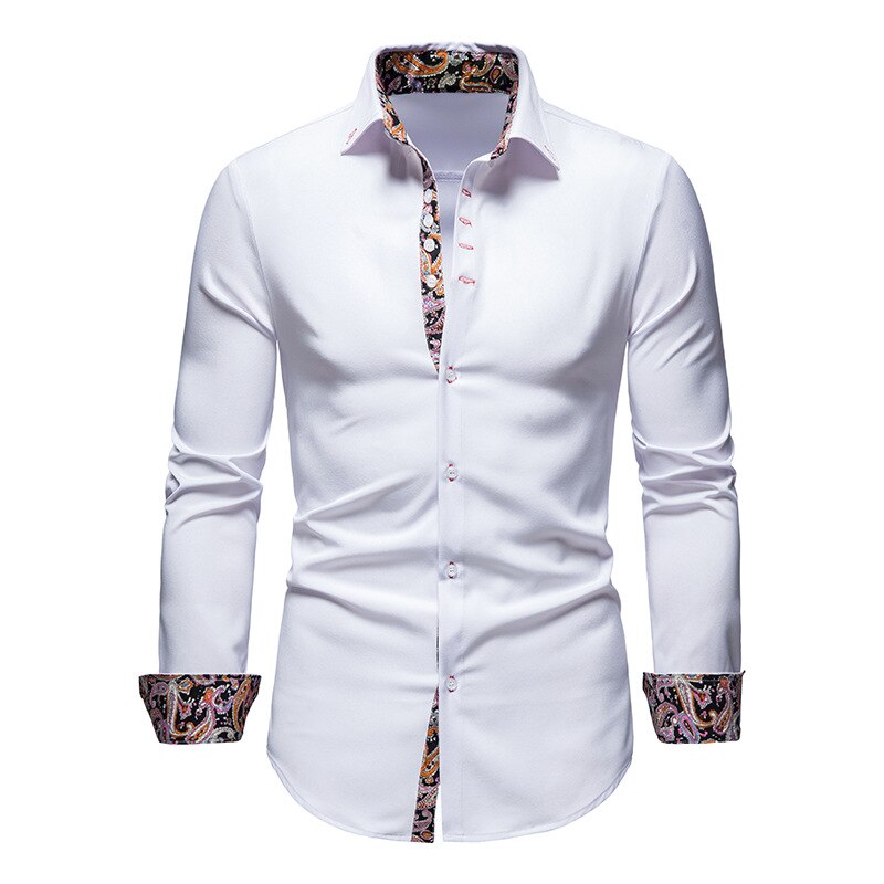 Men's Long-Sleeve Shirt with Paisley Pattern - Dress & Casual Shirt
