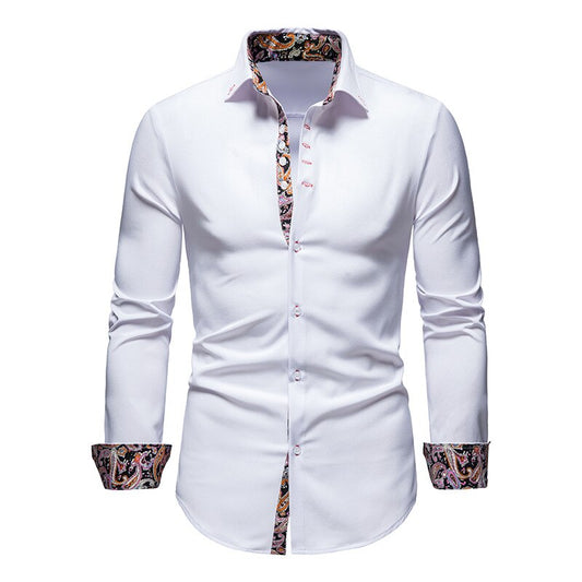Men's Long-Sleeve Shirt with Paisley Pattern - Dress & Casual Shirt