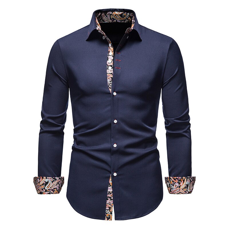 Men's Long-Sleeve Shirt with Paisley Pattern - Dress & Casual Shirt