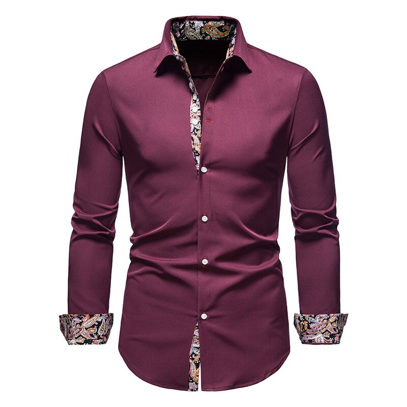 Men's Long-Sleeve Shirt with Paisley Pattern - Dress & Casual Shirt