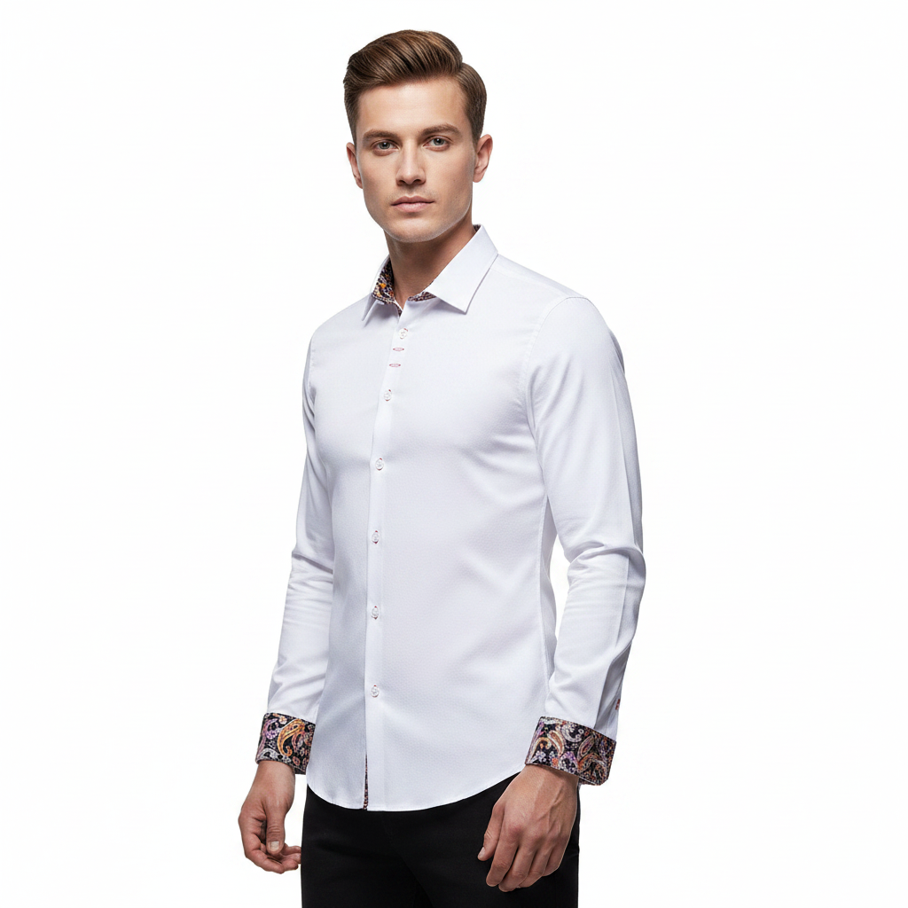 Men's Long-Sleeve Shirt with Paisley Pattern - Dress & Casual Shirt