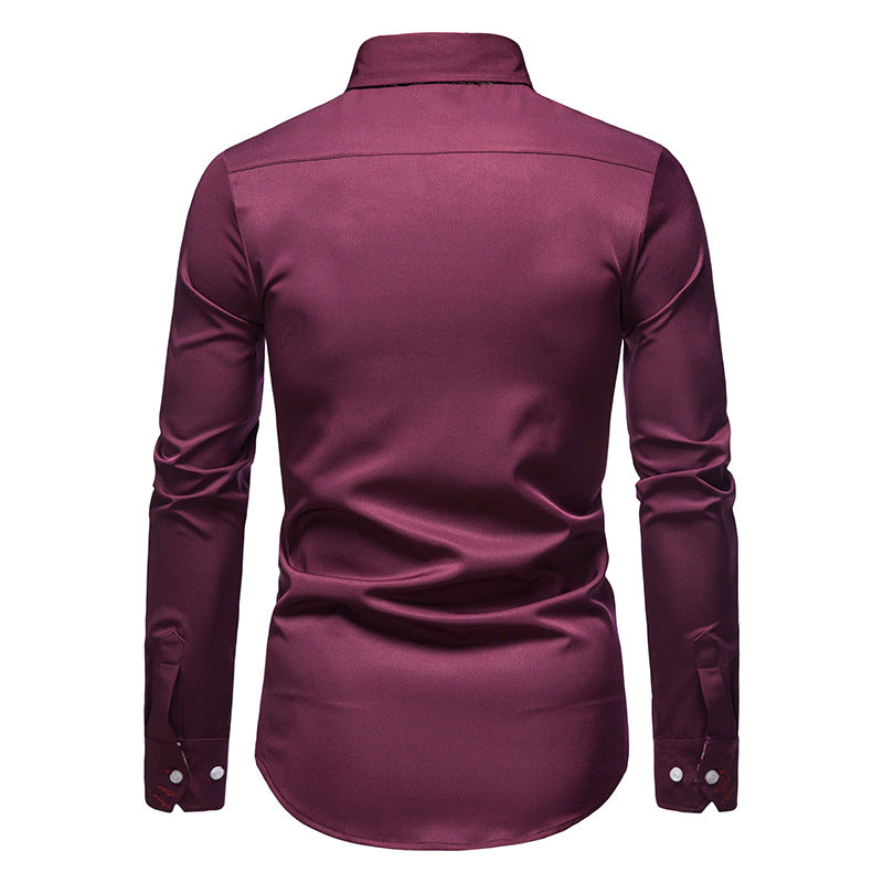 Men's Long-Sleeve Shirt with Paisley Pattern - Dress & Casual Shirt