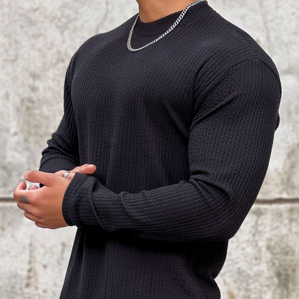 Men's Long-Sleeve Textured Pullover Sweater