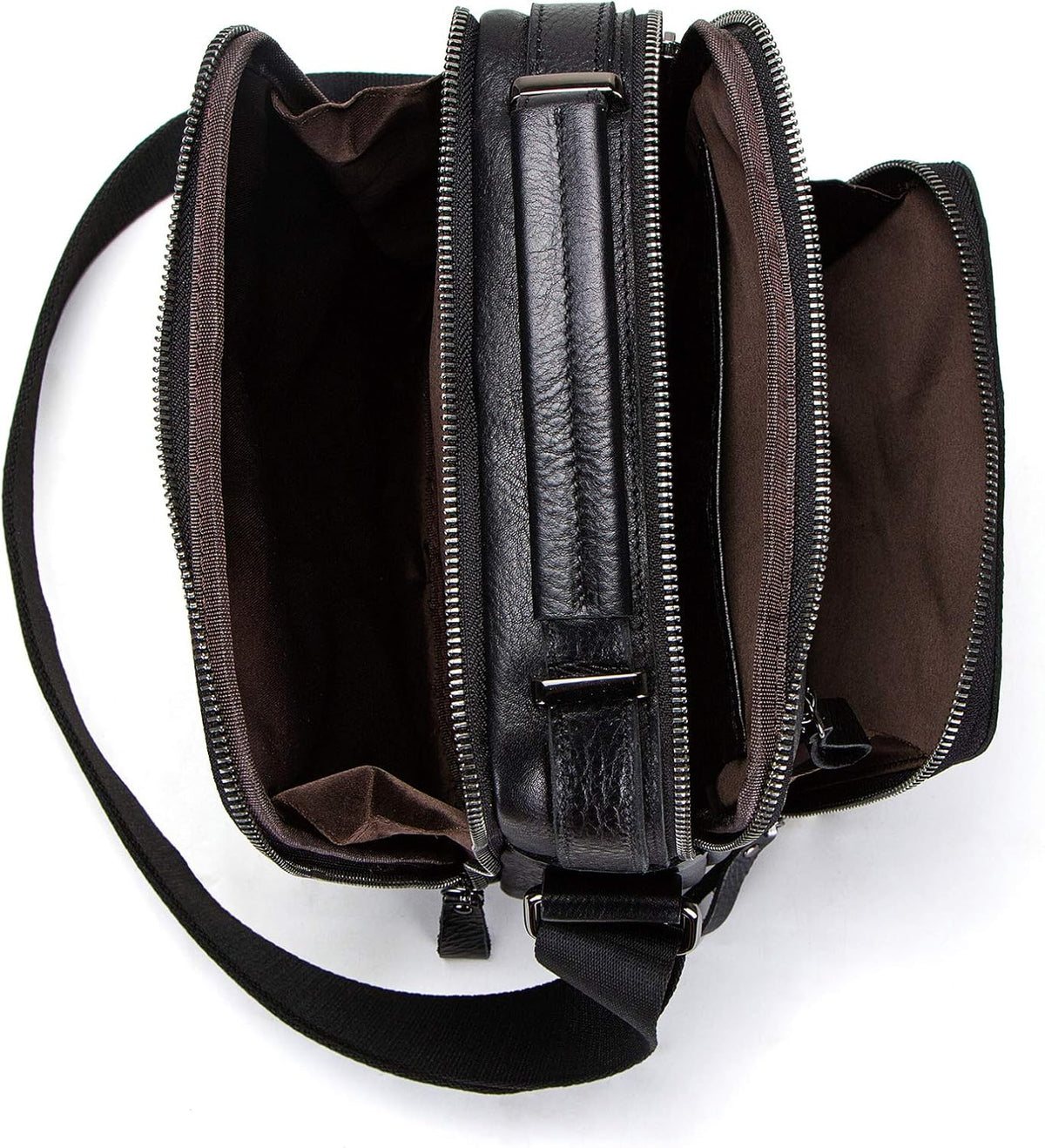 Men's Messenger Bag with Multiple Compartments and Adjustable Strap – Black