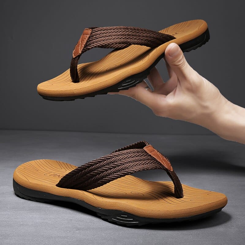 Men's Orthopedic Flip-Flops with Geometric Strap