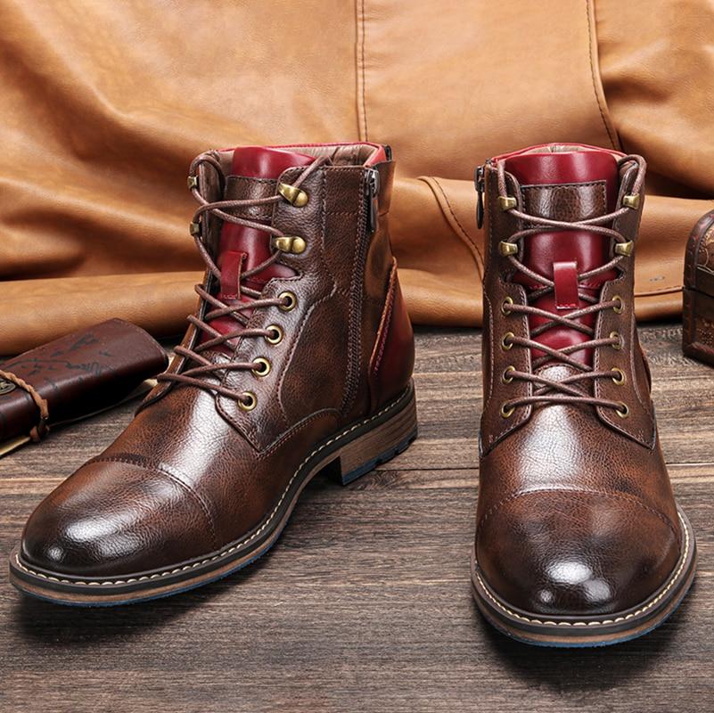 Men's Outdoor Lace-Up Ankle Boots with Side Zipper