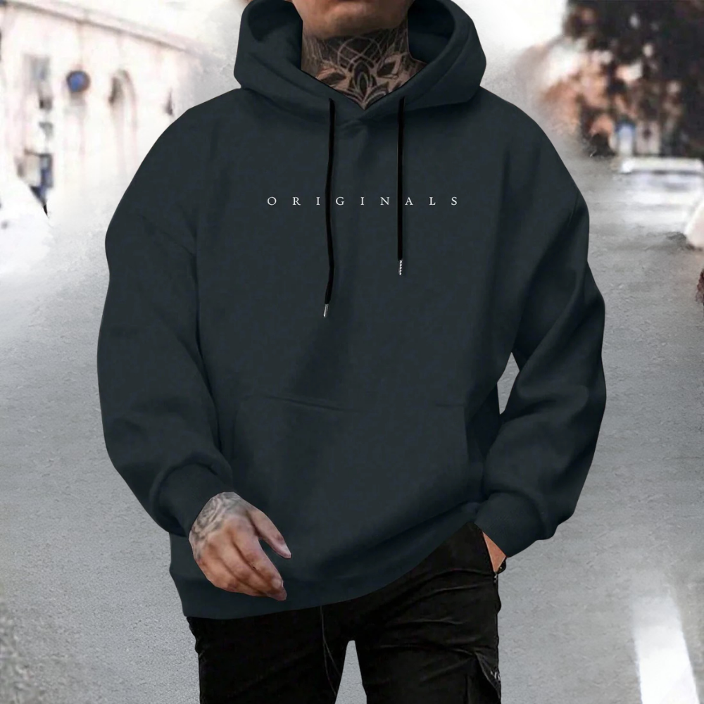 Men’s Oversized Pullover Hoodie with Adjustable Hood and Front Pocket