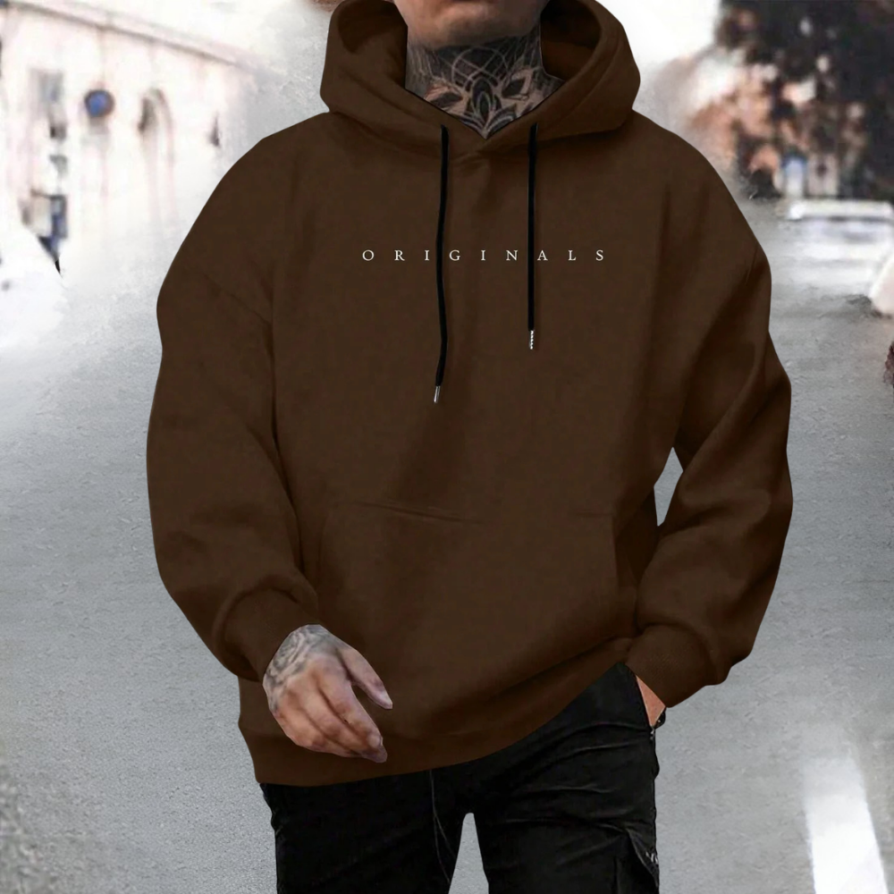 Men’s Oversized Pullover Hoodie with Adjustable Hood and Front Pocket