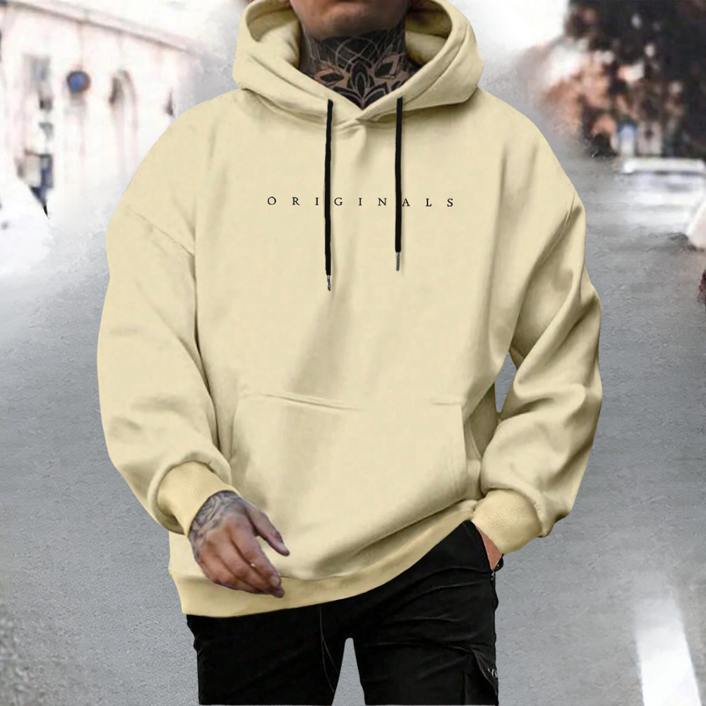 Men’s Oversized Pullover Hoodie with Adjustable Hood and Front Pocket
