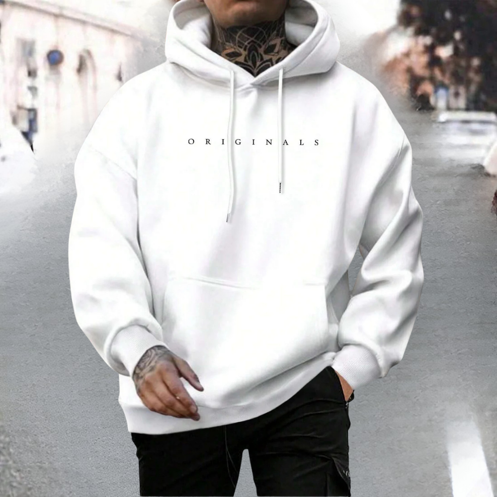Men’s Oversized Pullover Hoodie with Adjustable Hood and Front Pocket