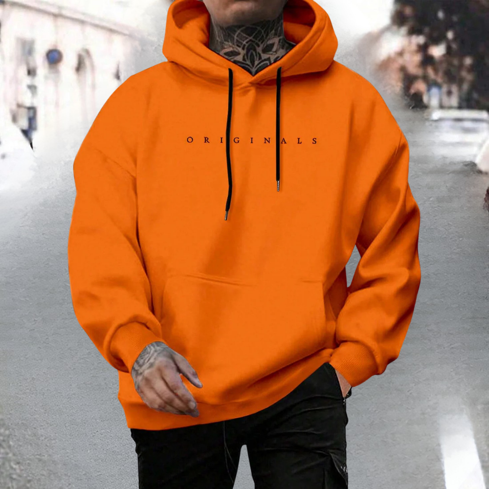 Men’s Oversized Pullover Hoodie with Adjustable Hood and Front Pocket