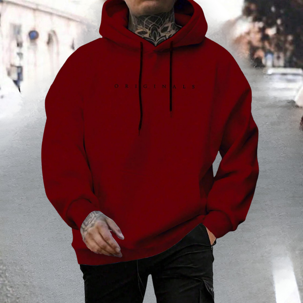 Men’s Oversized Pullover Hoodie with Adjustable Hood and Front Pocket
