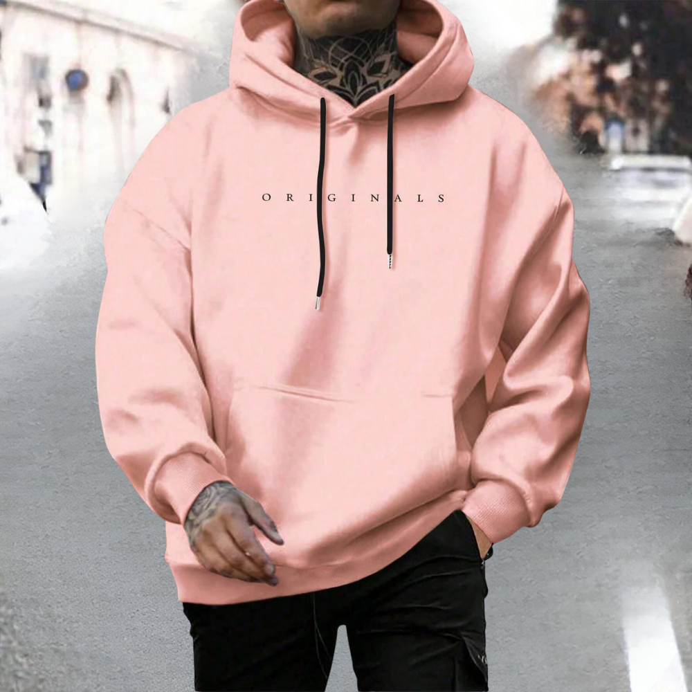 Men’s Oversized Pullover Hoodie with Adjustable Hood and Front Pocket
