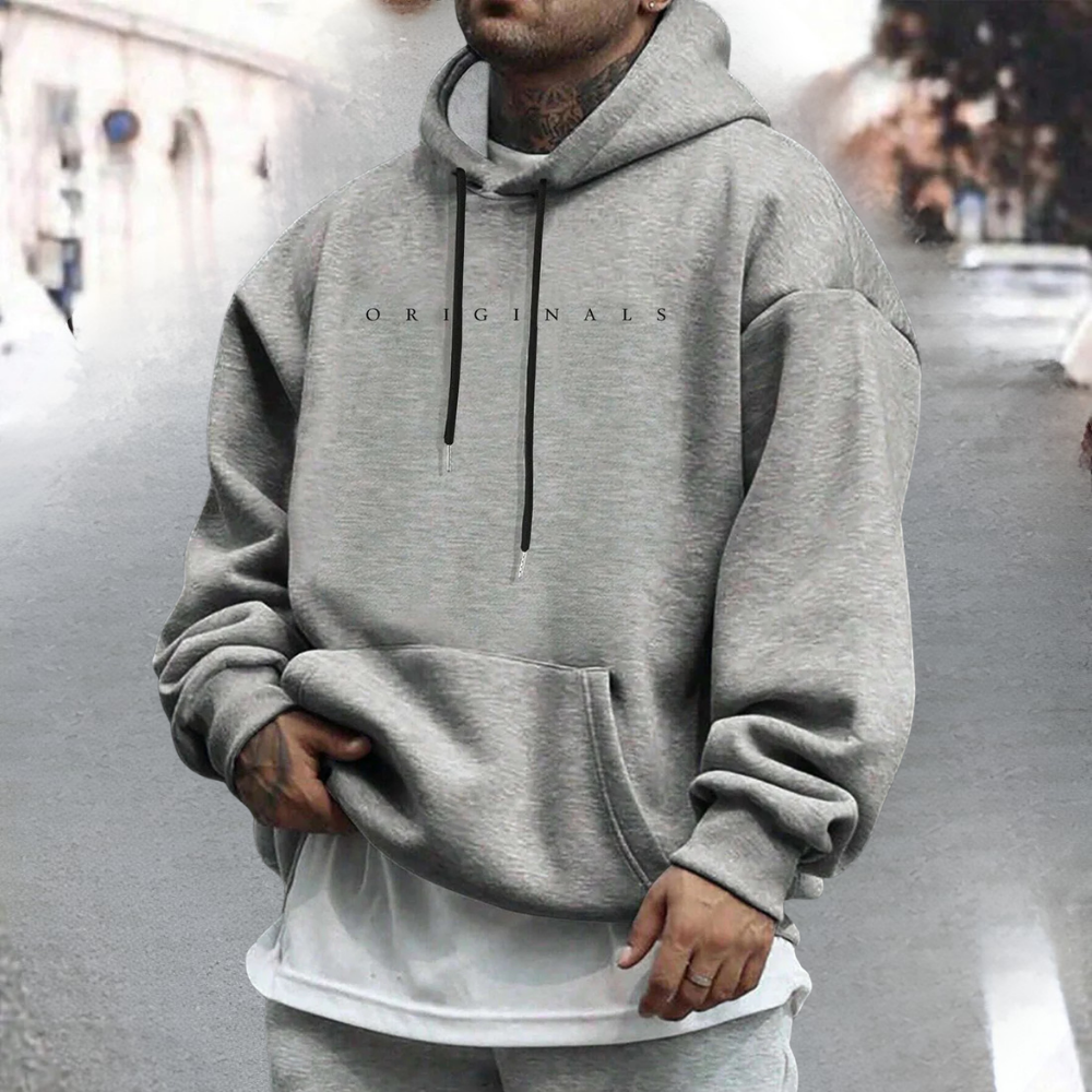 Men’s Oversized Pullover Hoodie with Adjustable Hood and Front Pocket