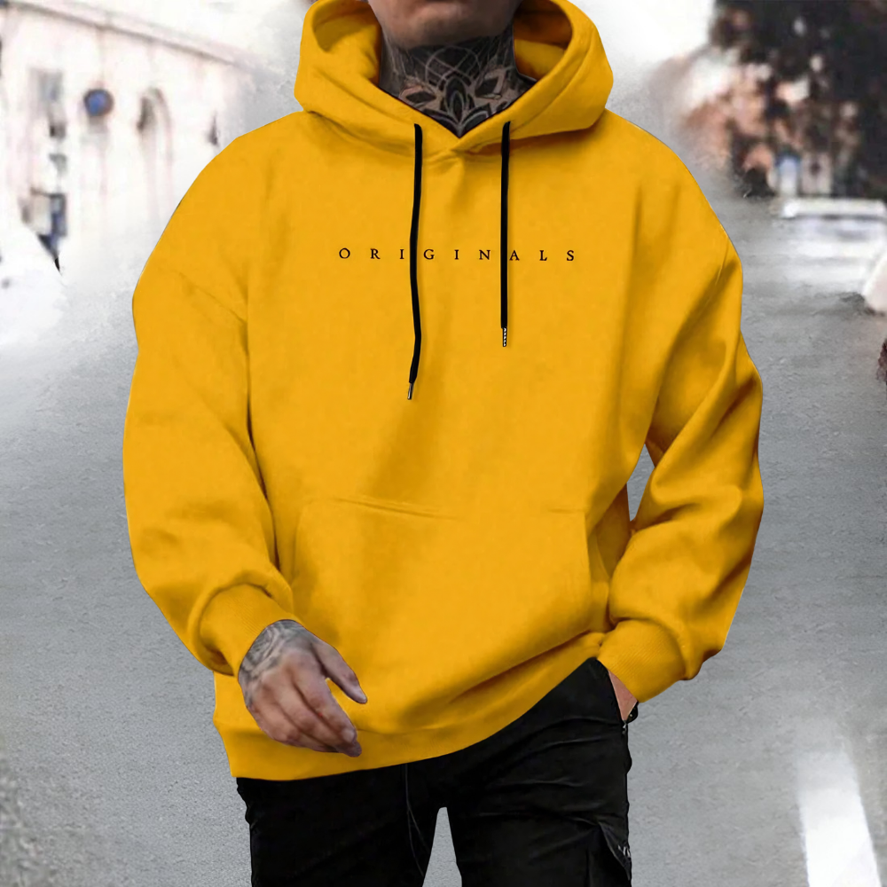 Men’s Oversized Pullover Hoodie with Adjustable Hood and Front Pocket