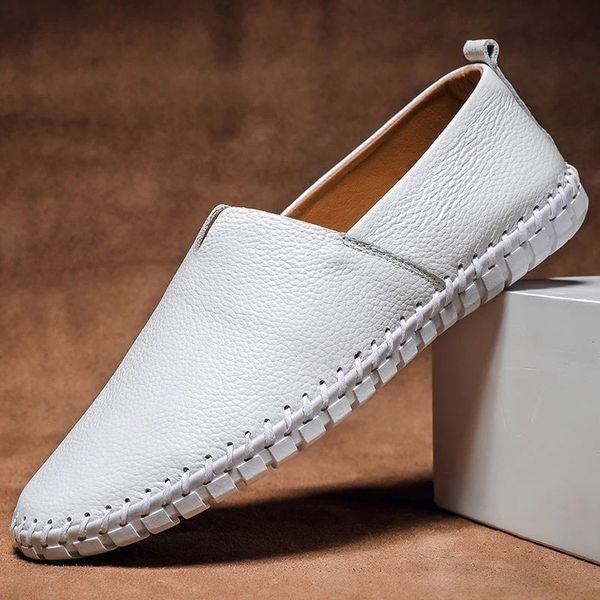 Men's Pebbled-Grain Slip-On Whipstitch Loafers