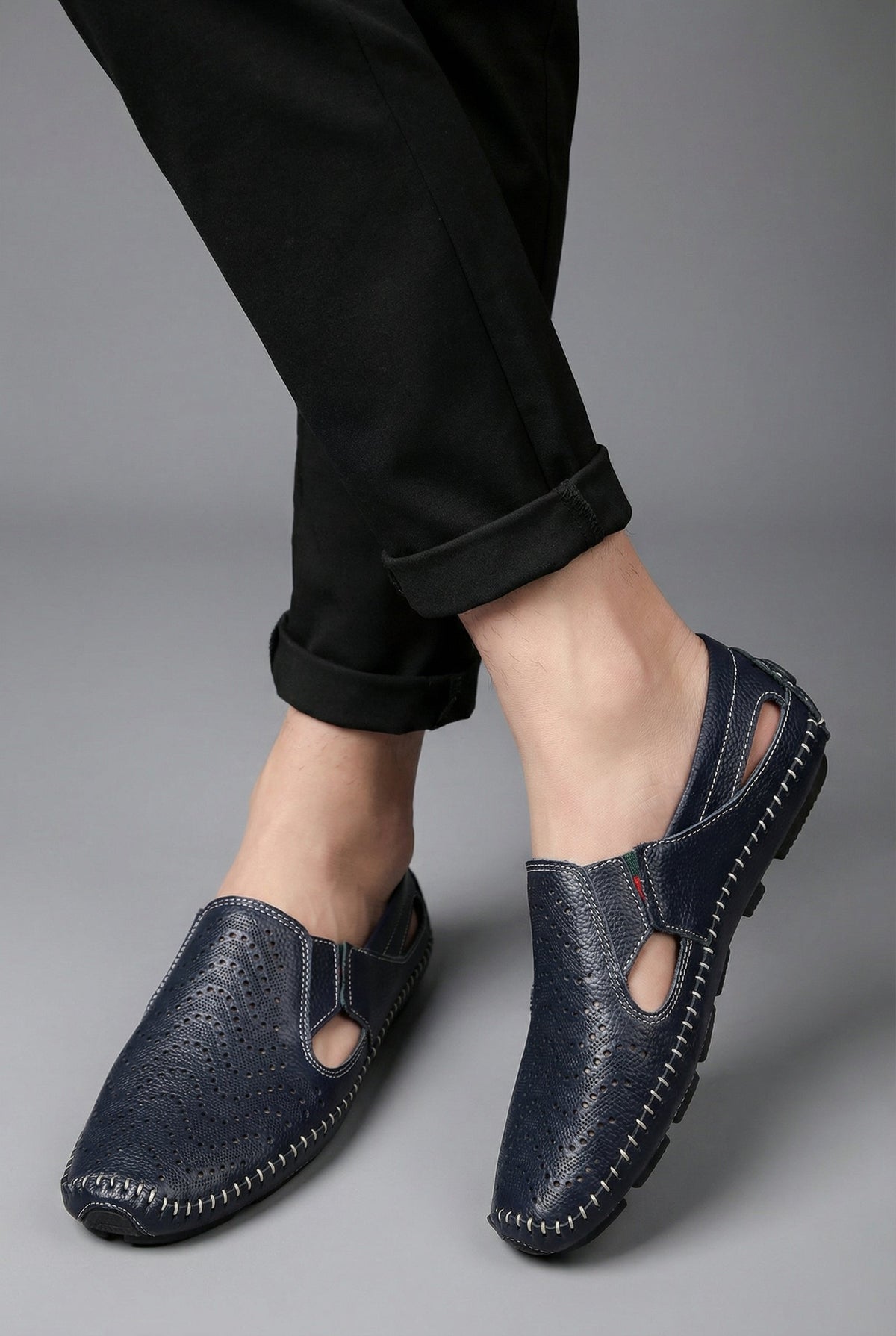 Men's Perforated Breathable Slip-On Casual Driving Loafers
