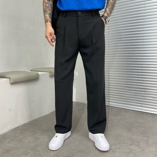 Men's Pleated Wide-Leg Trousers