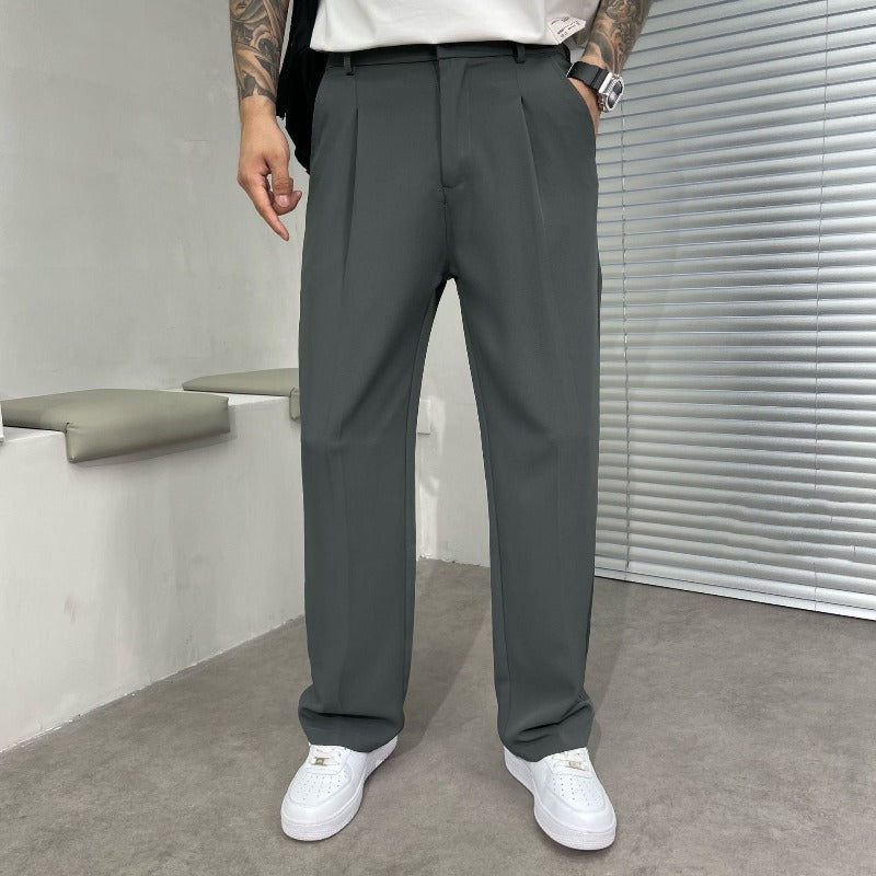 Men's Pleated Wide-Leg Trousers
