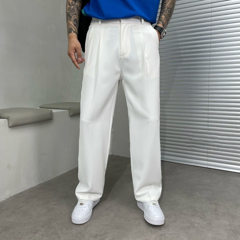 Men's Pleated Wide-Leg Trousers