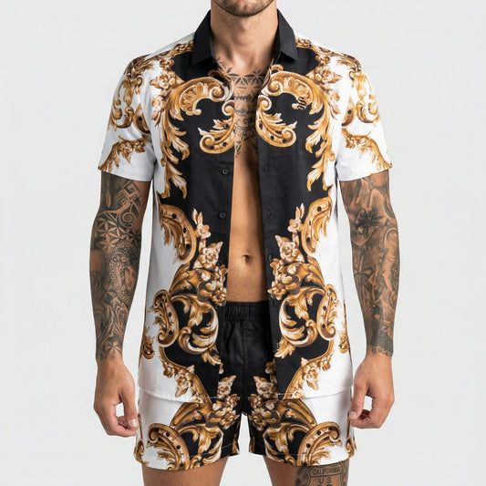 Men's Printed Relaxed Fit Two-Piece Summer Set