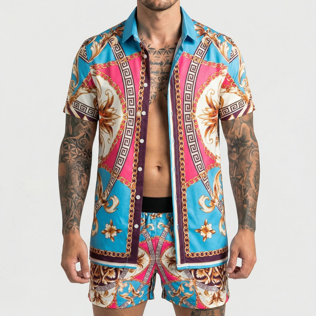 Men's Printed Relaxed Fit Two-Piece Summer Set
