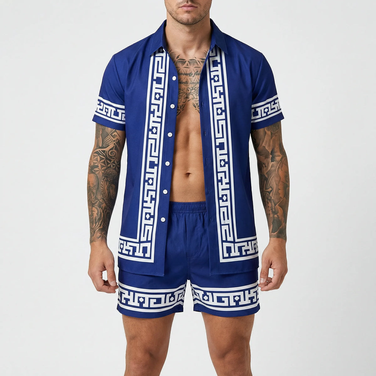 Men's Printed Relaxed Fit Two-Piece Summer Set