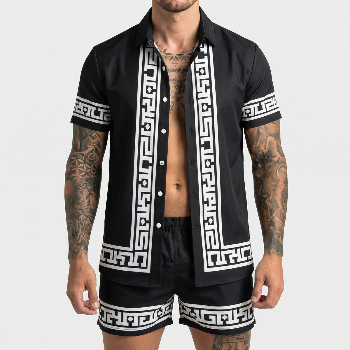 Men's Printed Relaxed Fit Two-Piece Summer Set