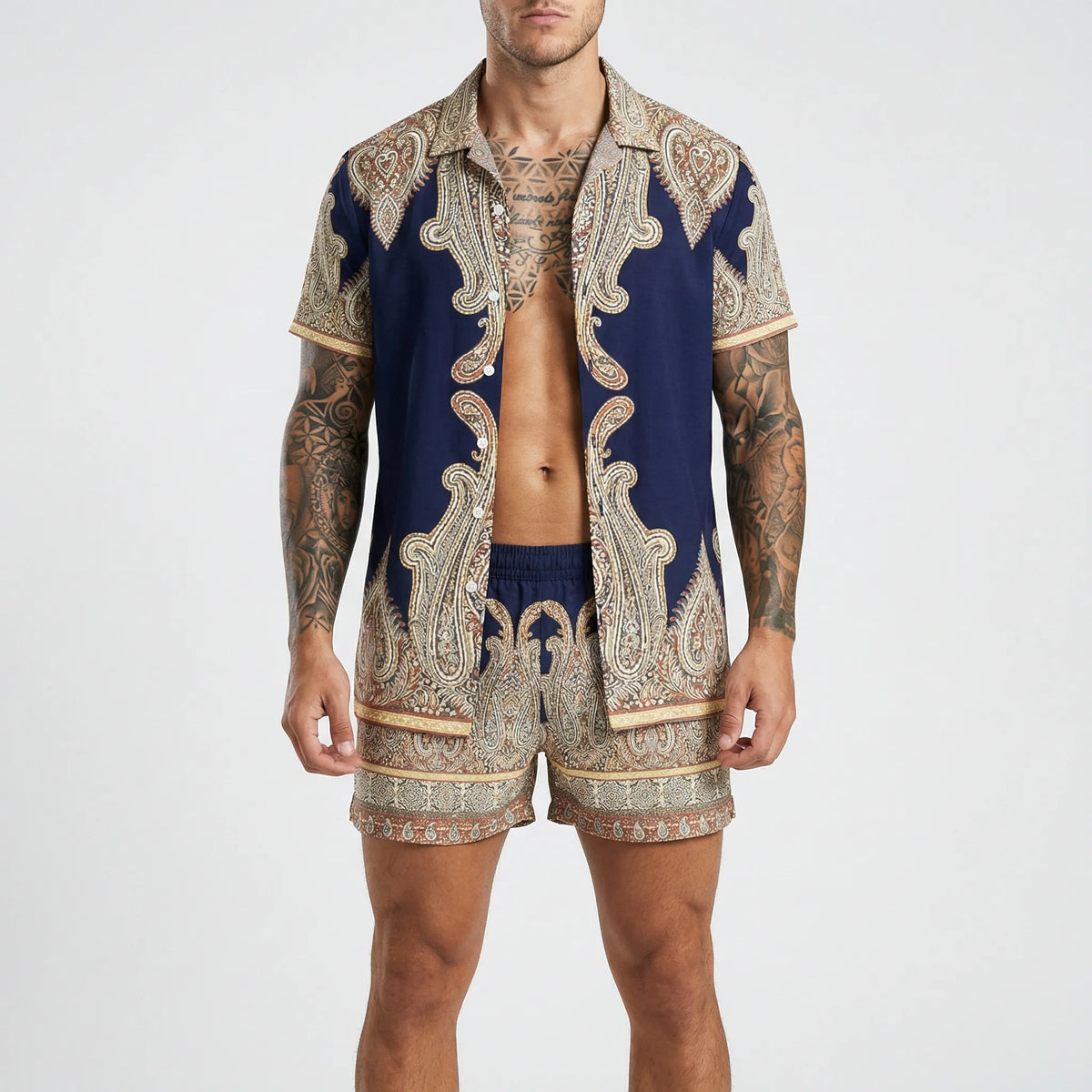 Men's Printed Relaxed Fit Two-Piece Summer Set