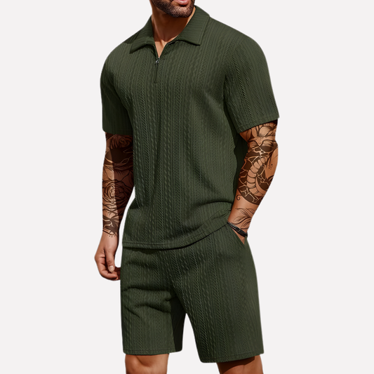 Men's Quarter-Zip Polo and Shorts Set