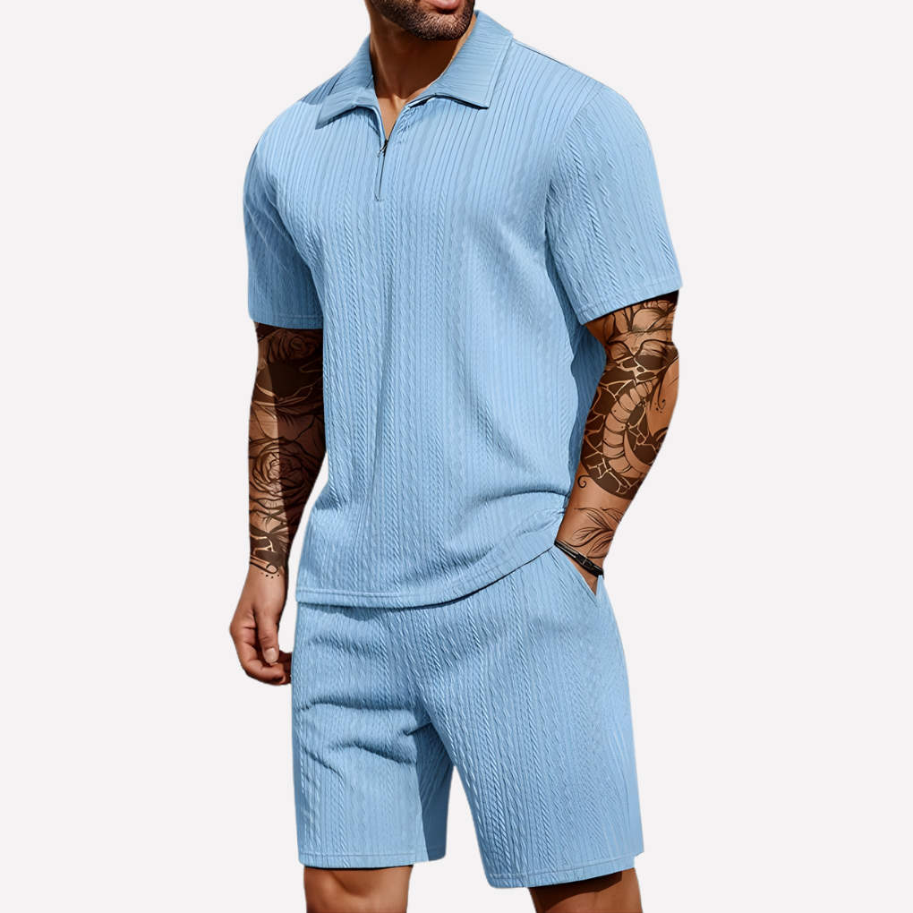 Men's Quarter-Zip Polo and Shorts Set