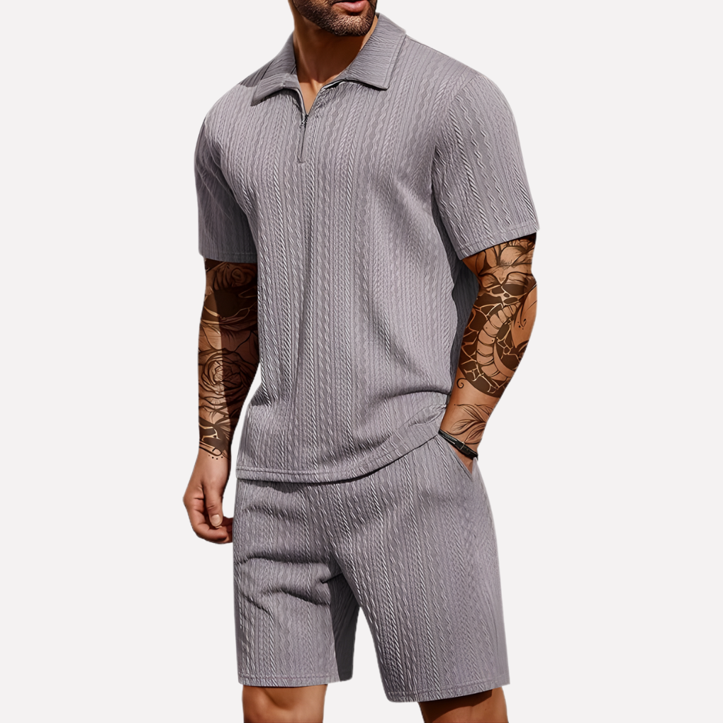 Men's Quarter-Zip Polo and Shorts Set