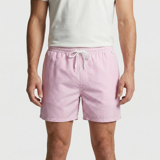 Men's Quick-Dry Striped Swim Trunks for Beach & Pool