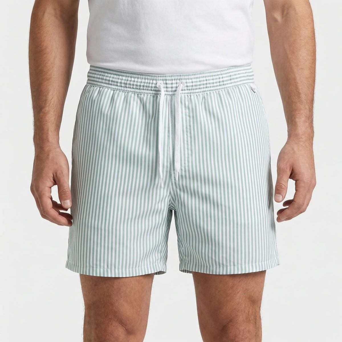Men's Quick-Dry Striped Swim Trunks for Beach & Pool