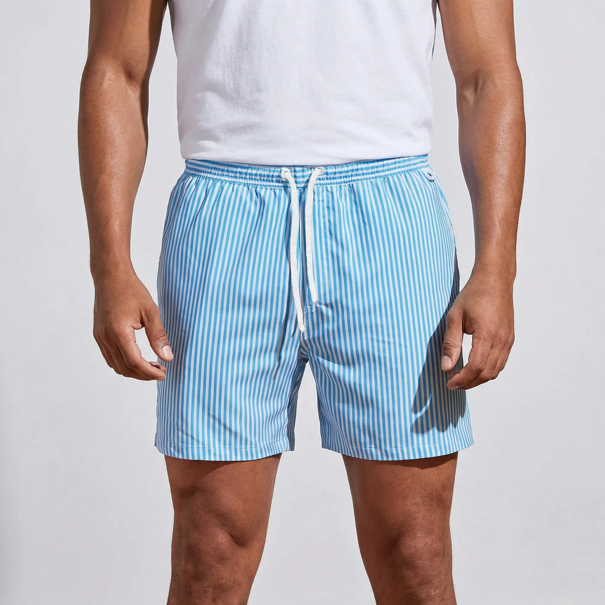 Men's Quick-Dry Striped Swim Trunks for Beach & Pool