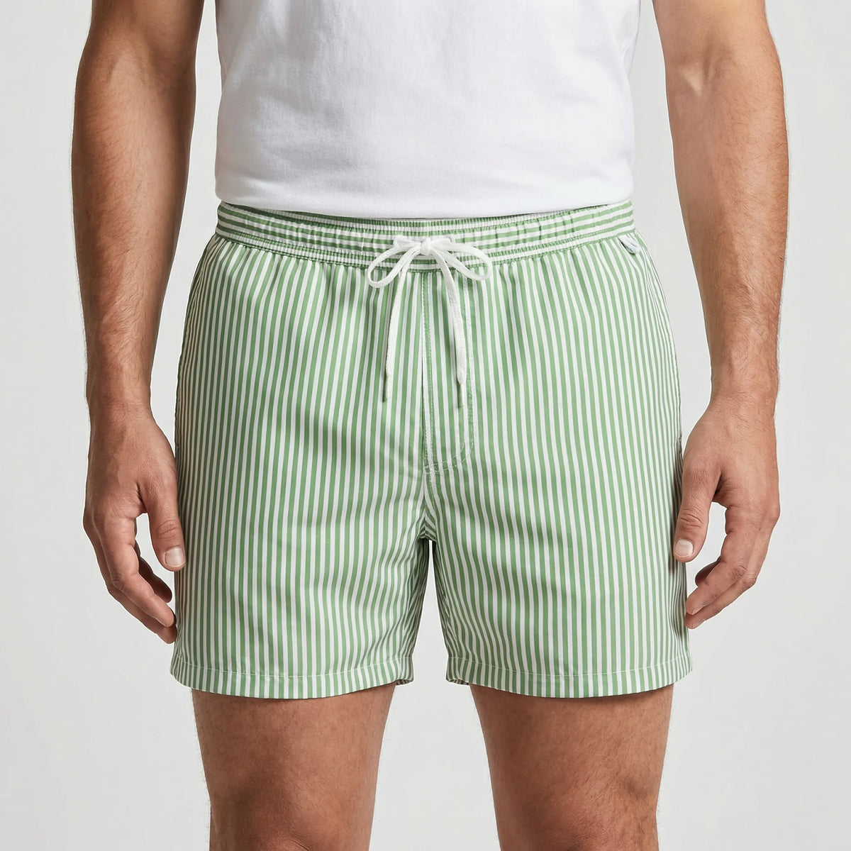 Men's Quick-Dry Striped Swim Trunks for Beach & Pool
