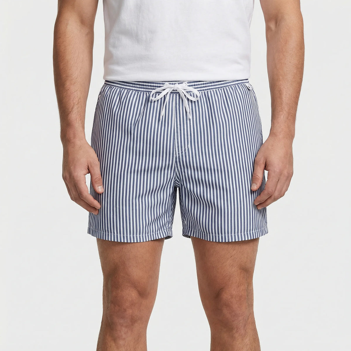 Men's Quick-Dry Striped Swim Trunks for Beach & Pool