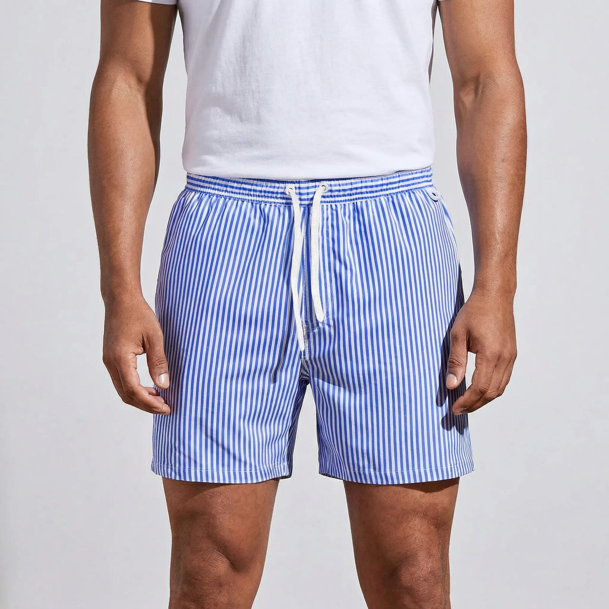Men's Quick-Dry Striped Swim Trunks for Beach & Pool