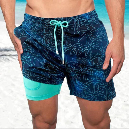 Men's Quick-Dry Swim Shorts with Compression Liner