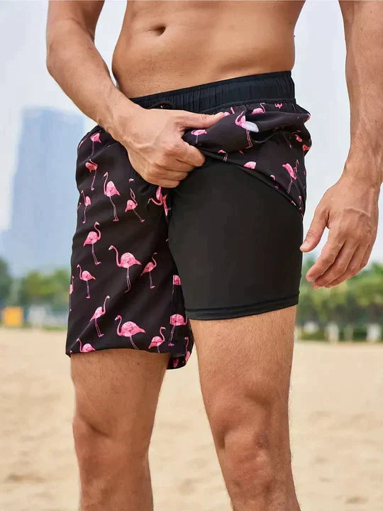 Men's Quick-Dry Swim Shorts with Compression Liner