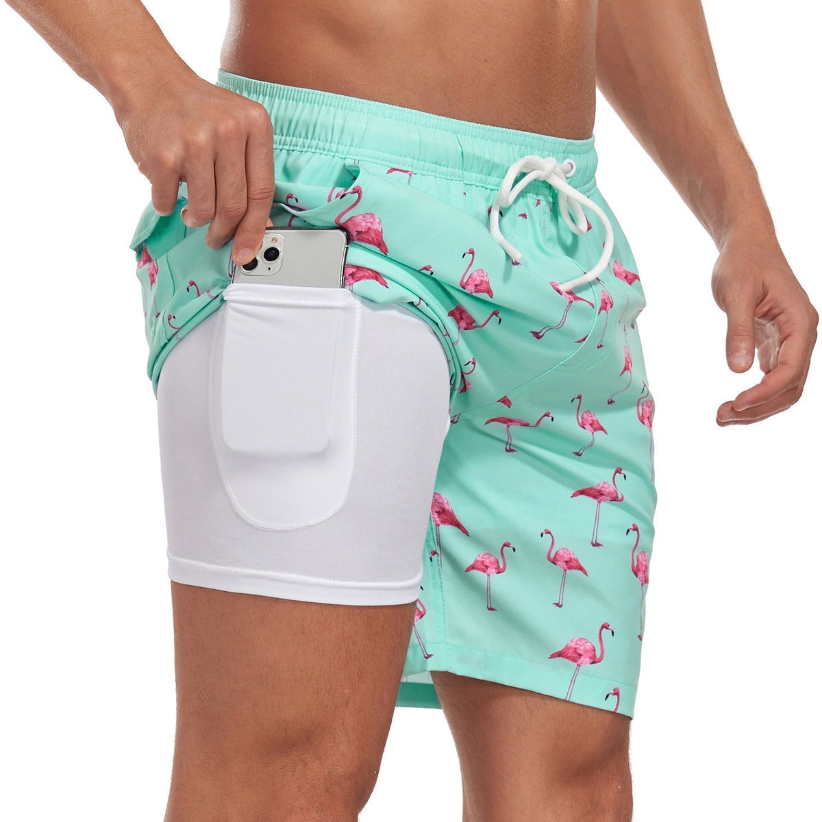 Men's Quick-Dry Swim Shorts with Compression Liner