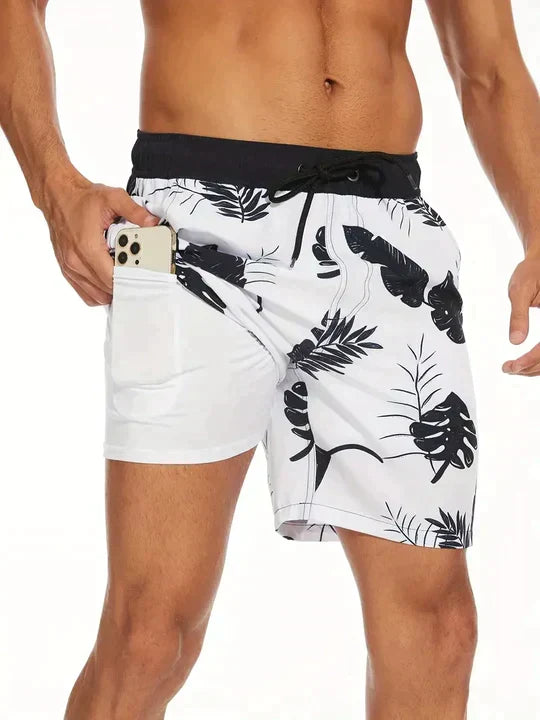 Men's Quick-Dry Swim Shorts with Compression Liner