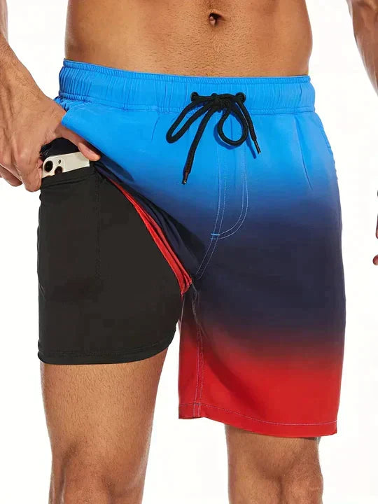Men's Quick-Dry Swim Shorts with Compression Liner