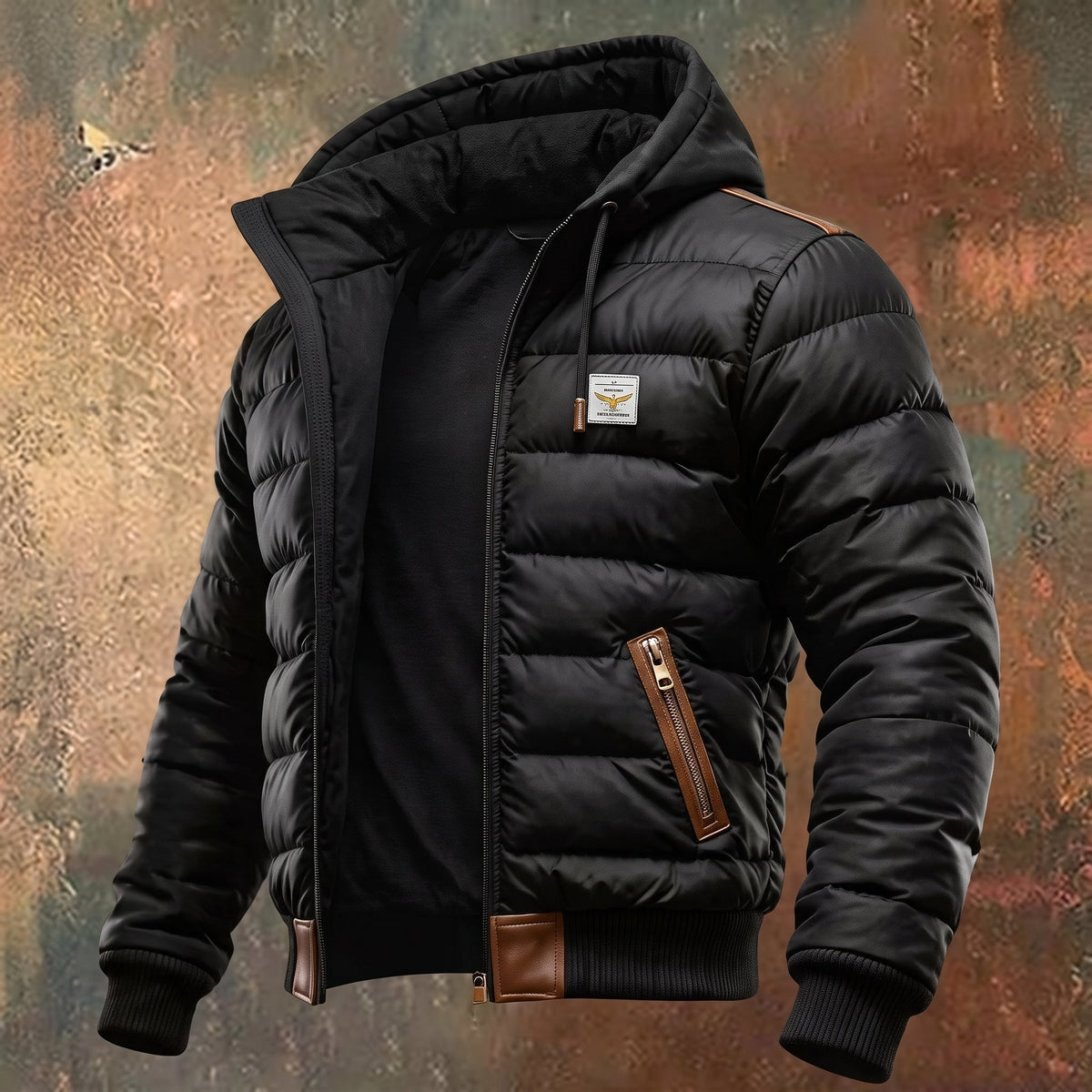Men's Quilted Hooded Full-Zip Winter Coat