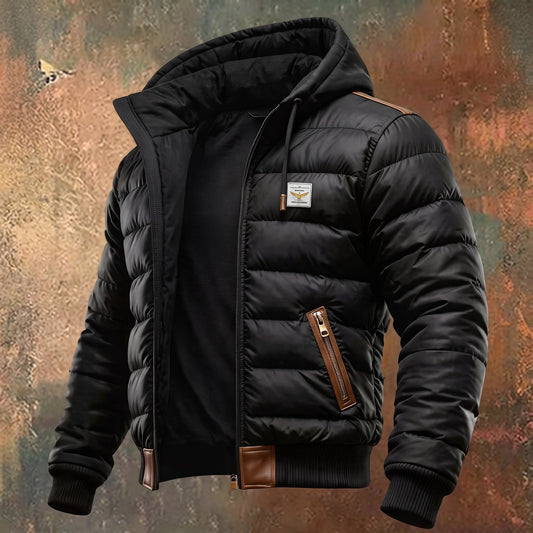 Men's Quilted Hooded Full-Zip Winter Coat
