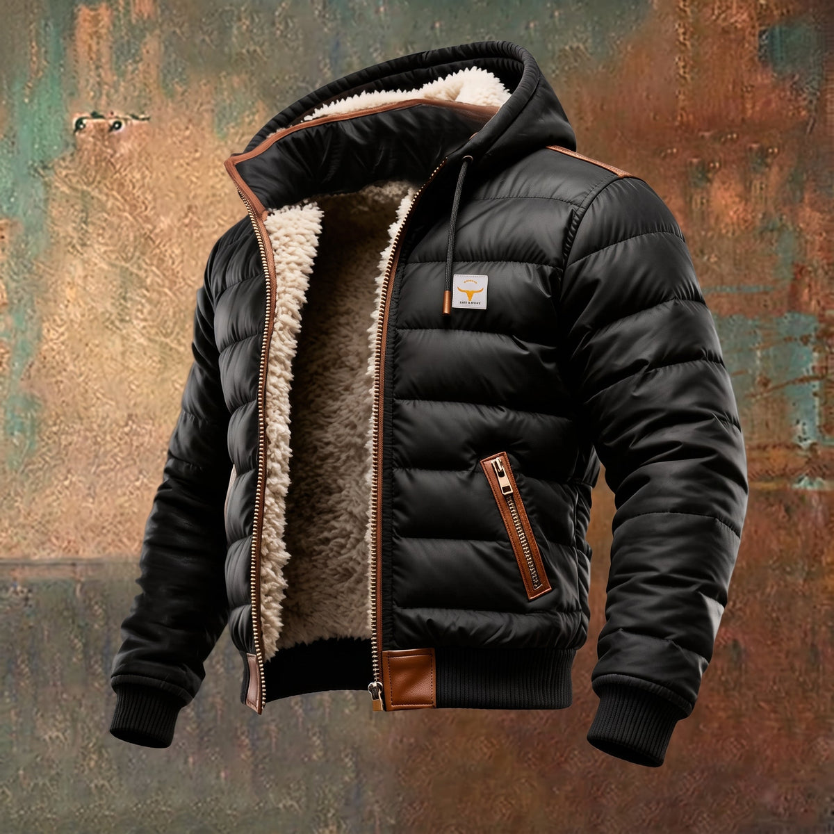 Men's Quilted Hooded Full-Zip Winter Coat